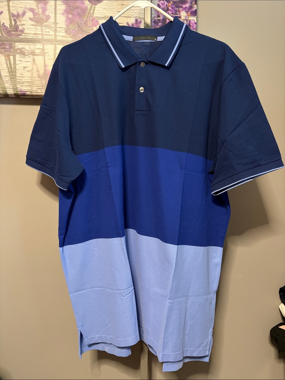 Greyson Men’s Three-Tone Blue Colorblock Polo NWT Size XL